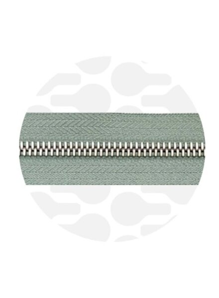 ZipperZoo spiraalrits smokey mint met zilver spiraal #5 (excl. ritstrekkers)