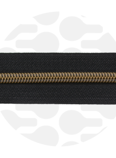 ZipperZoo black spiral zipper with copper spiral #5 (excl. zipper pulls)