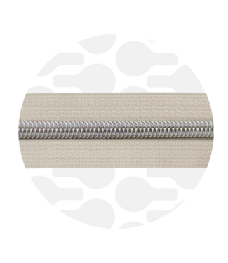ZipperZoo spiraalrits Off-White  met zilver spiraal #5 (excl. ritstrekkers)