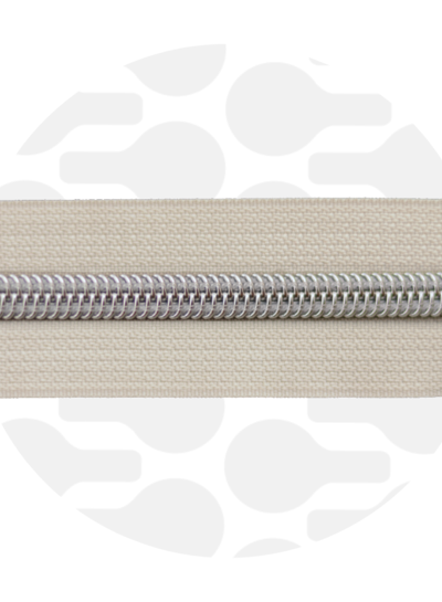 ZipperZoo coil zipper Off-White with silver coil #5 (excl. zipper pullers)