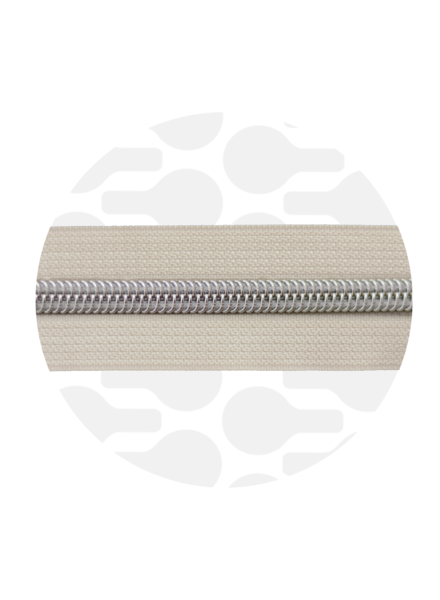 ZipperZoo coil zipper Off-White with silver coil #5 (excl. zipper pullers)