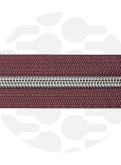 ZipperZoo spiraalrits porto rood  met zilver spiraal #5 (excl. ritstrekkers)