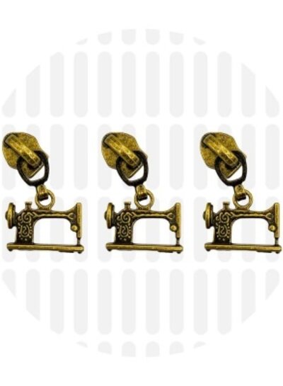 ZipperZoo Zipper puller #5 - sewing machine - bronze, packed per 3
