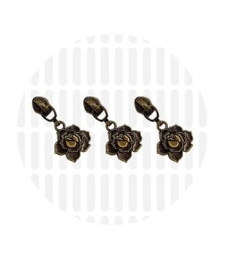 ZipperZoo Zipper puller #5 - rose - bronze packed per 3