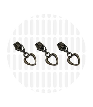 ZipperZoo Zipper pull #5 - heart - bronze - pack of 3
