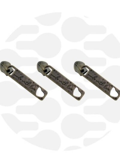 ZipperZoo Zipper pull #5 - Made with love - bronze Packed per 3