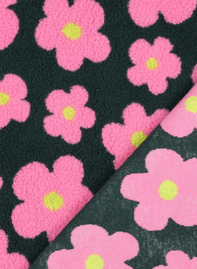 Madeline Neon pink flowers - mooie stevige teddy