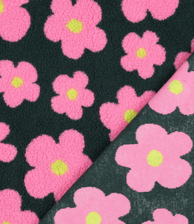 Madeline Neon pink flowers - mooie stevige teddy