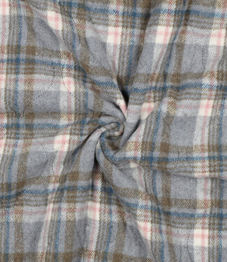 Madeline tartan blue - lined stepper coat fabric