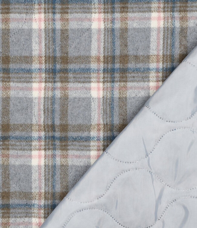 Madeline tartan blauw - gevoerde stepper mantelstof