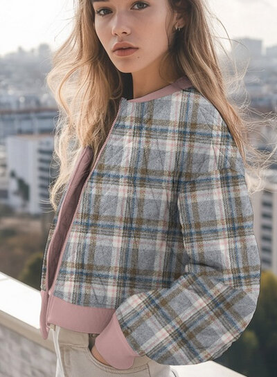 Madeline tartan blauw - gevoerde stepper mantelstof