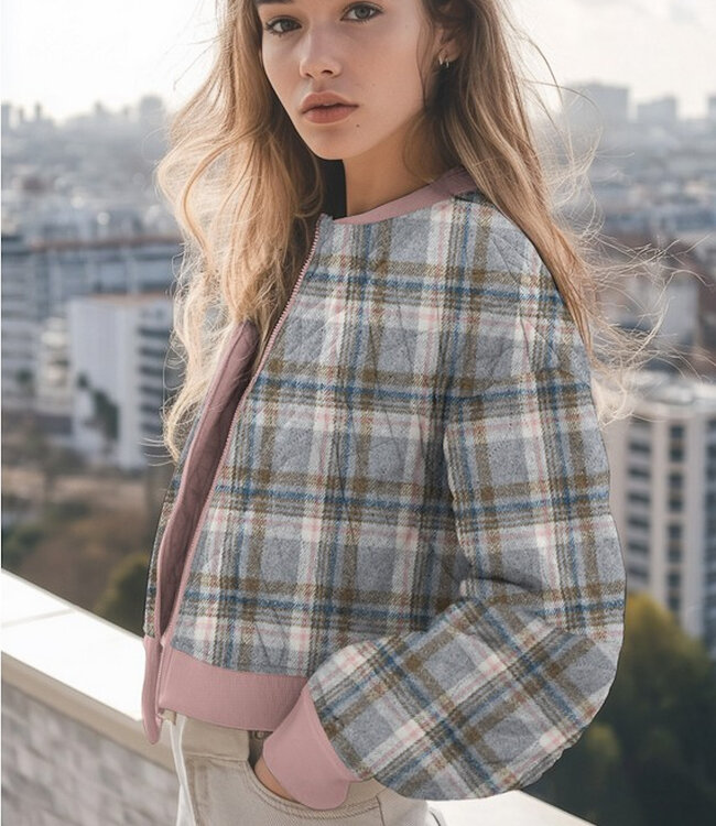 Madeline tartan blauw - gevoerde stepper mantelstof