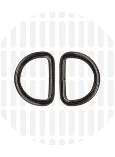 ZipperZoo D-ring 20 mm - gun metal - packed per 2