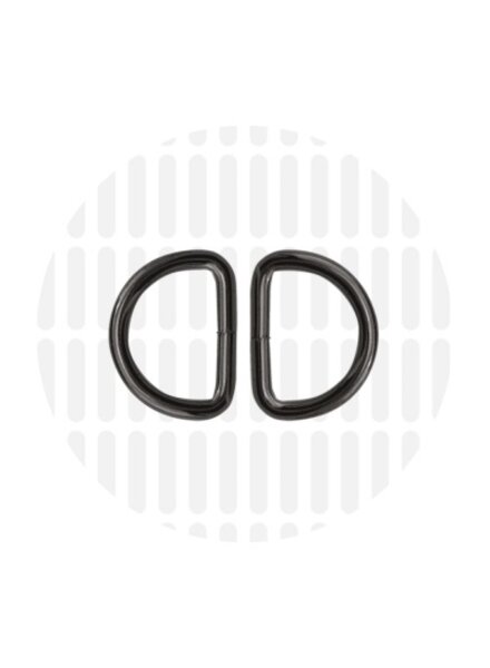 ZipperZoo D-ring 20 mm - gun metal - packed per 2
