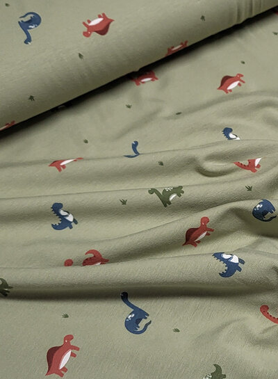 tiny dinos - khaki - jersey