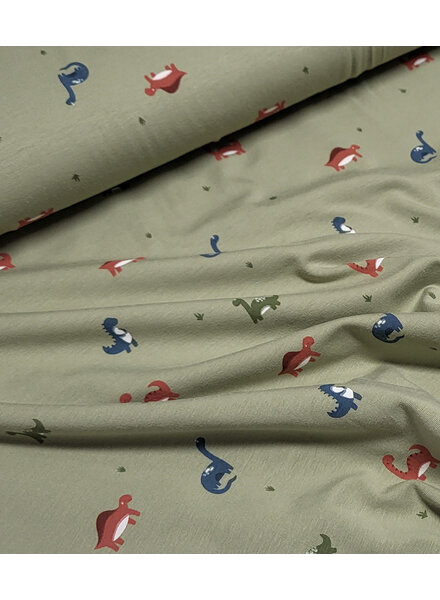 tiny dinos - khaki - jersey