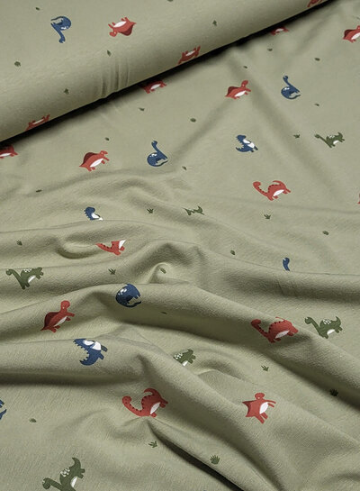 tiny dinos - khaki - jersey