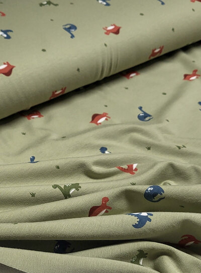 tiny dinos - khaki - jersey