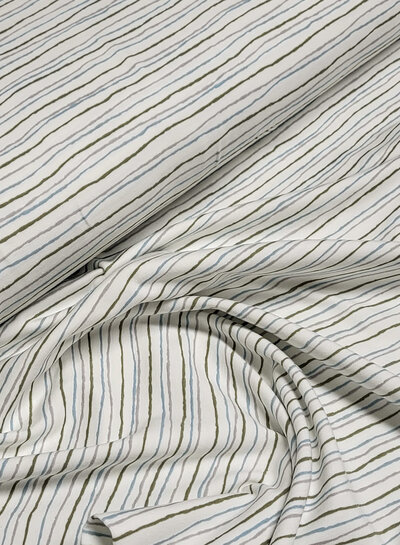 Madeline khaki and aqua fine stripes on ecru - jersey