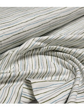 Madeline khaki and aqua fine stripes on ecru - jersey