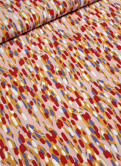 Madeline colourful spots roze rood oranje - viscose