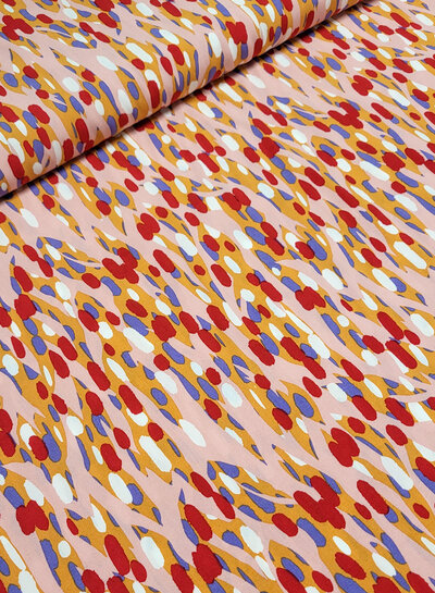 Madeline colorful spots pink red orange - viscose