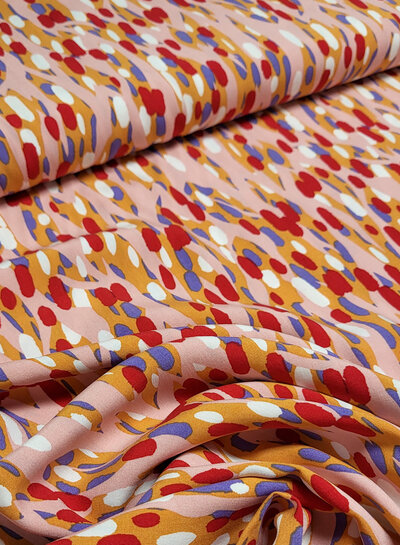 Madeline colourful spots roze rood oranje - viscose