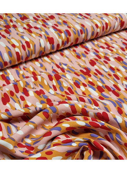 Madeline colourful spots roze rood oranje - viscose