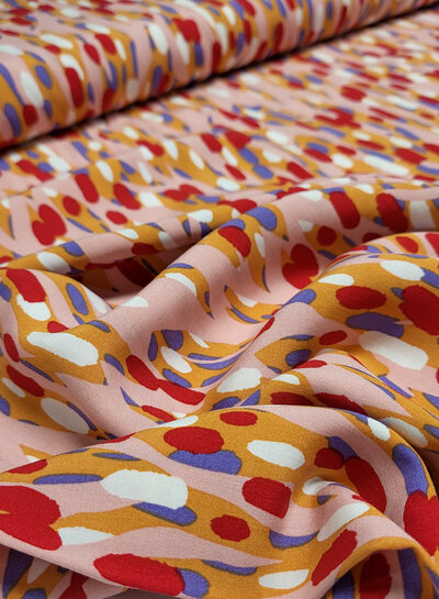 Madeline colorful spots pink red orange - viscose