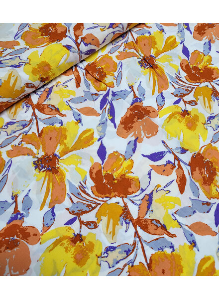 Madeline bloemenpracht geel roest - viscose
