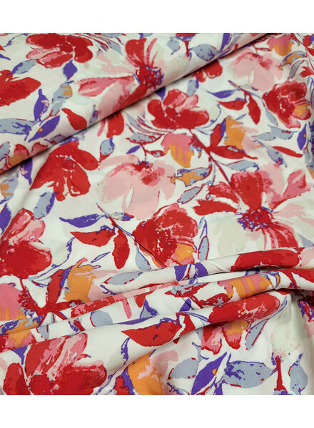 Madeline bloemenpracht rood en roze - viscose