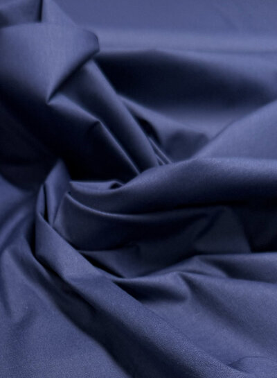 poplin katoen stretch - hemdenstof - marineblauw