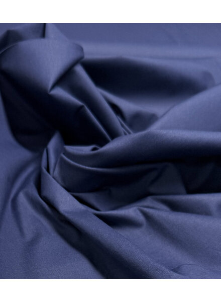 poplin katoen stretch - hemdenstof - marineblauw