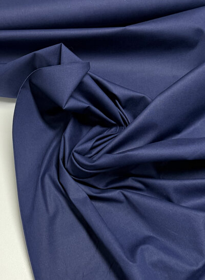 poplin cotton stretch - shirt fabric - navy blue
