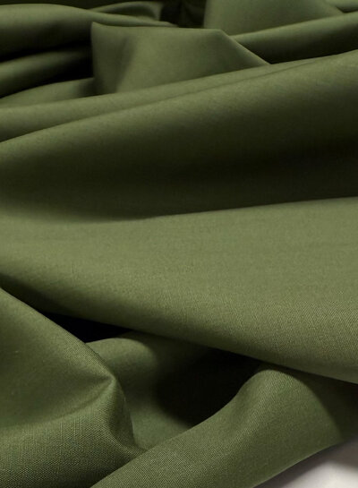 poplin cotton blend with tencel touch - shirt fabric - khaki green