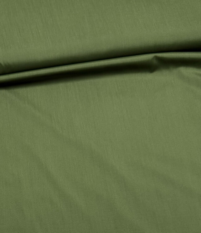 poplin katoen blend met tencel touch - hemdenstof - khakigroen