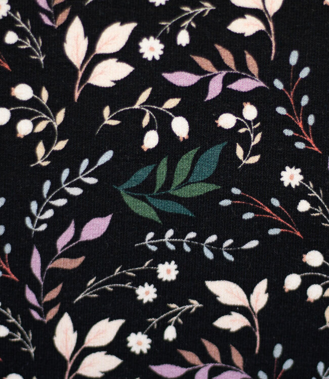 Swafing twigs - french terry - zwart