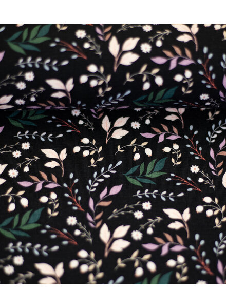 Swafing twigs - french terry - zwart