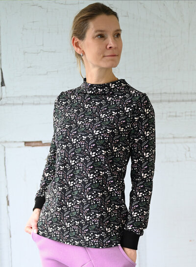 Swafing twigs - french terry - zwart