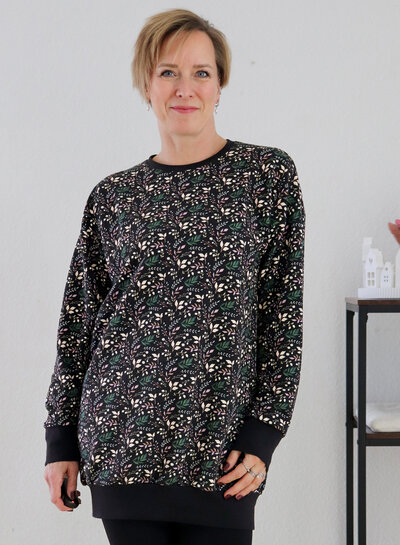 Swafing twigs - french terry - zwart