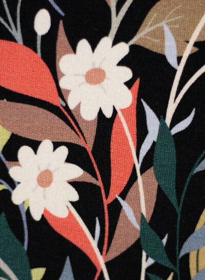 Swafing wilde flowers - french terry - zwart
