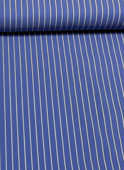 poplin katoen hemdenstof stretch - pine stripe - blauw