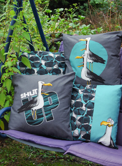 THORSTEN BERGER Shut Up Seagull - canvas panel for a cool bag! Panel measuring 90 x 150 cm