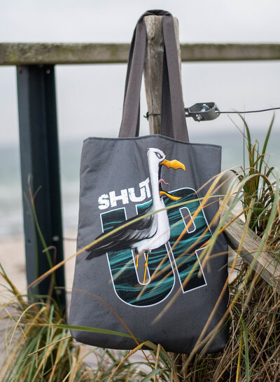 THORSTEN BERGER Shut Up Seagull - canvas paneel voor een toffe tas! Paneel van 90 * 150 cm