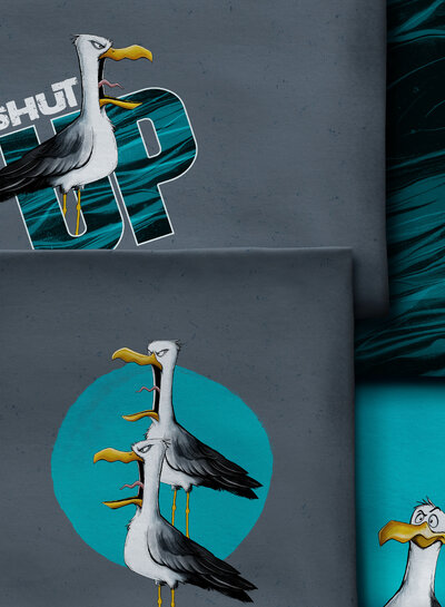 THORSTEN BERGER Shut Up Seagull - canvas panel for a cool bag! Panel measuring 90 x 150 cm