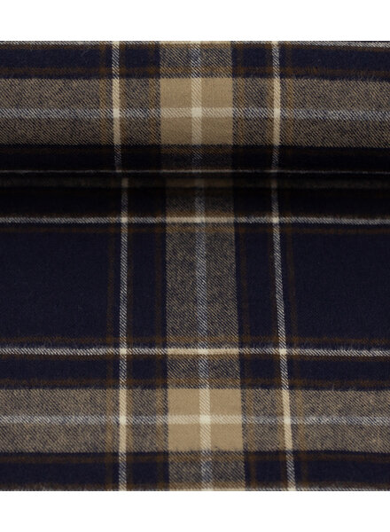 Swafing marineblauw met beige ruitjes -  flanel katoen