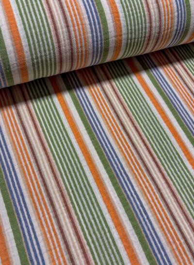 little darling green multicolor stripes - double gauze