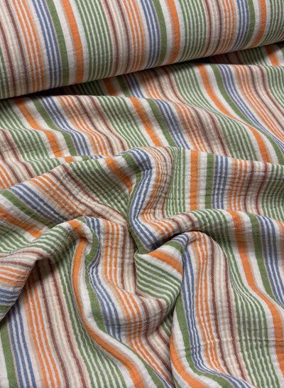 little darling groen multicolor stripes  - double gauze