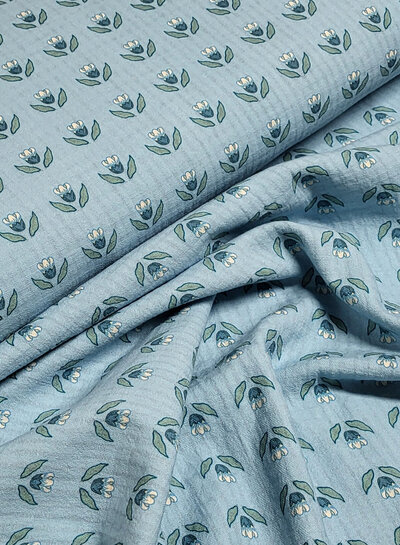 little darling blue vintage flowers - mousseline