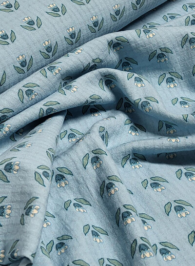 little darling blauw vintage bloemetjes - mousseline